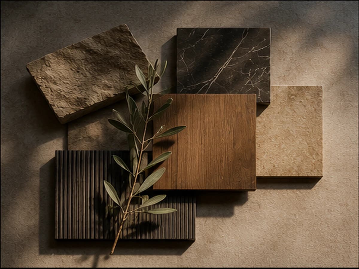 Warm architectural materials and finishes